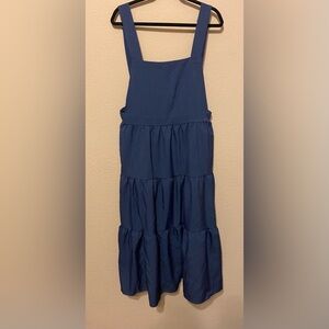 NWT BloomChic Blue MIDI Dress Jumper adjustable straps Sz 12 small mark